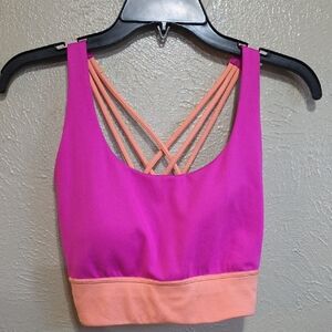 Victoria's Secret On Point Fuchsia‎ and Peach Sports Bra Sz S (DD) Bralette Pink